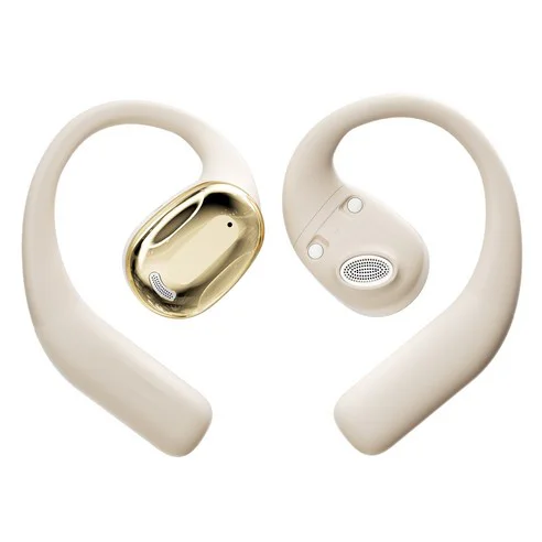 아이보리색과 골드색이 조화된 DAICOO S3 오픈형 이어폰 한 쌍이 나란히 놓여 있는 모습